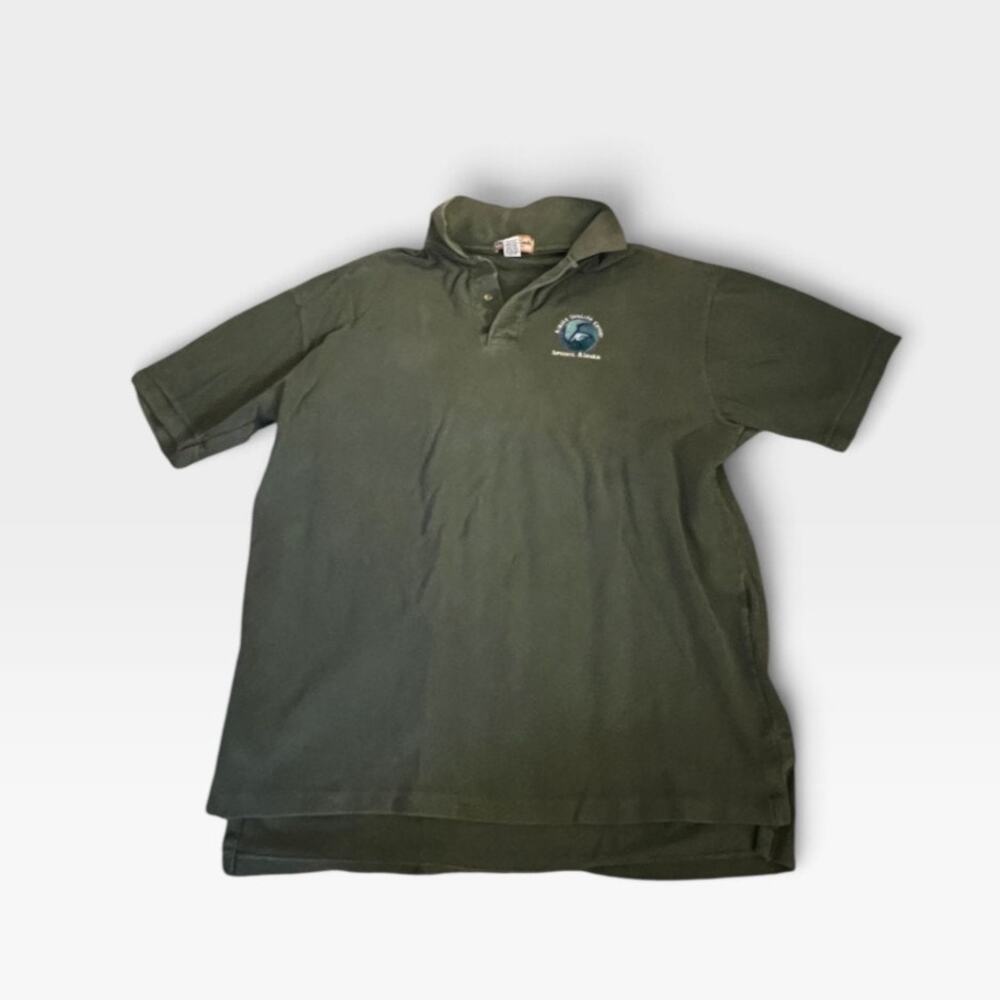 Alaska SeaLife Center Seward Souvenir Polo Shirt, Men's Large, Olive Green